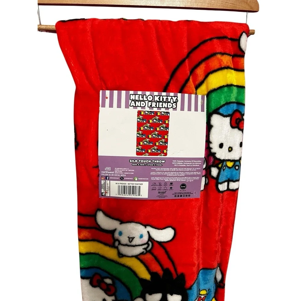 Hello Kitty & Friends Silk Touch Throw Blanket 50x70 Red Rainbow Better Together